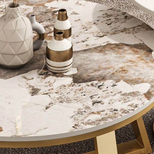 Round Coffee Table Cross Legs Coffee Table Set with Metal Legs Clearhalo 'Coffee & Accent Tables' 'Coffee Tables' 'coffee_tables' 'furn' 'furn_coffee_tables' 'Furniture' 'Living Room Furniture' 7322763