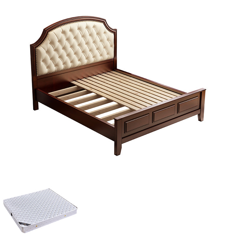 Mid-Century Modern Standard Bed Upholstered Headboard Espresso Panel Bed Panel Bed & Mattress Clearhalo 'Bedroom Furniture' 'Beds' 'furn' 'furn_beds' 'Furniture' 7322914
