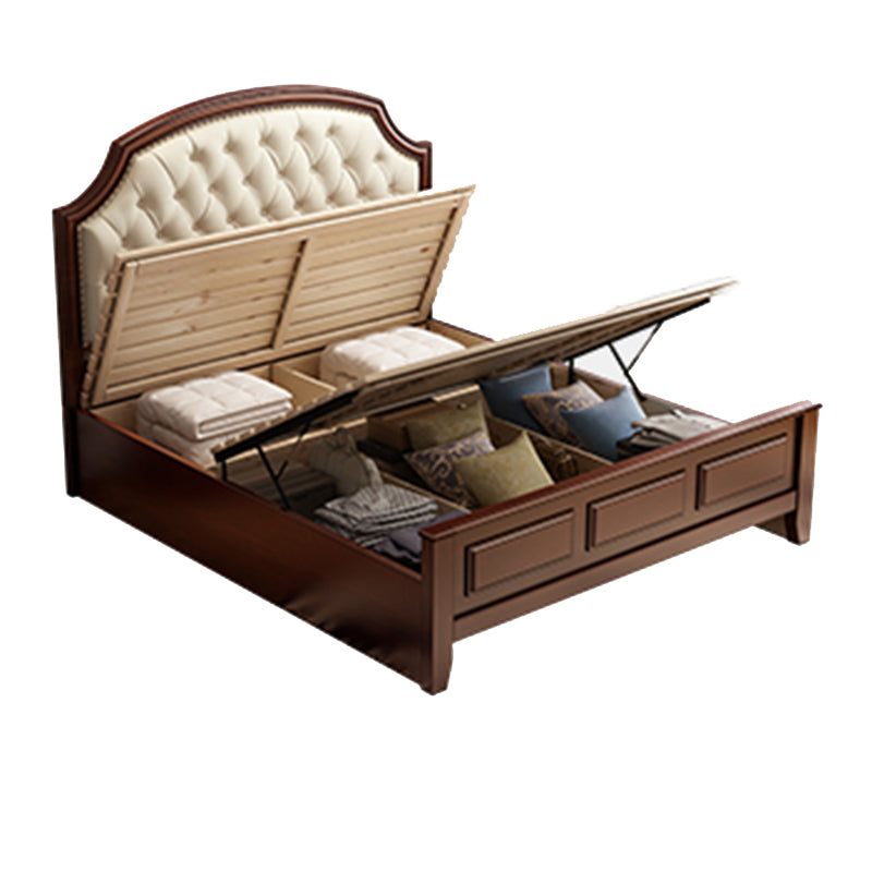 Mid-Century Modern Standard Bed Upholstered Headboard Espresso Panel Bed Lift Up Storage Single Bed Clearhalo 'Bedroom Furniture' 'Beds' 'furn' 'furn_beds' 'Furniture' 7322917