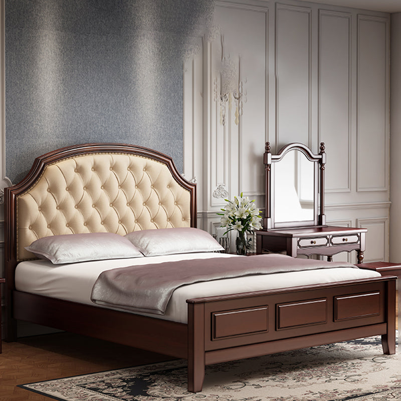 Mid-Century Modern Standard Bed Upholstered Headboard Espresso Panel Bed Clearhalo 'Bedroom Furniture' 'Beds' 'furn' 'furn_beds' 'Furniture' 7322918