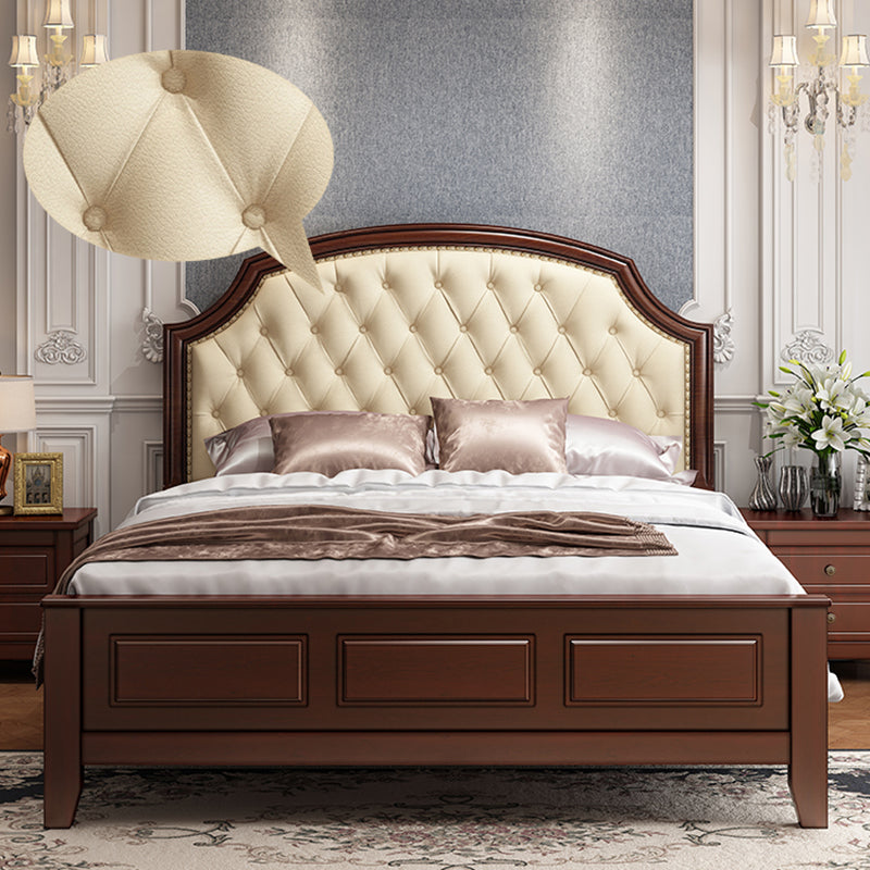 Mid-Century Modern Standard Bed Upholstered Headboard Espresso Panel Bed Clearhalo 'Bedroom Furniture' 'Beds' 'furn' 'furn_beds' 'Furniture' 7322919