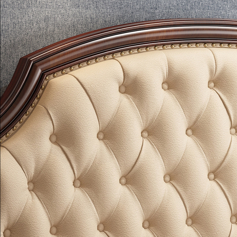 Mid-Century Modern Standard Bed Upholstered Headboard Espresso Panel Bed Clearhalo 'Bedroom Furniture' 'Beds' 'furn' 'furn_beds' 'Furniture' 7322924