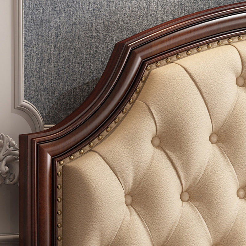 Mid-Century Modern Standard Bed Upholstered Headboard Espresso Panel Bed Clearhalo 'Bedroom Furniture' 'Beds' 'furn' 'furn_beds' 'Furniture' 7322925