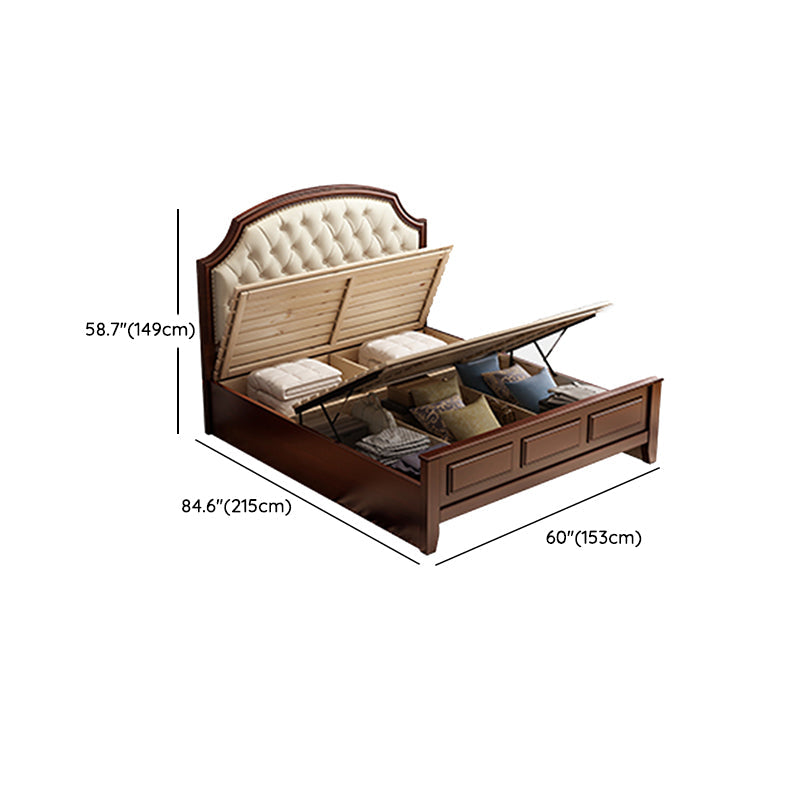 Mid-Century Modern Standard Bed Upholstered Headboard Espresso Panel Bed Clearhalo 'Bedroom Furniture' 'Beds' 'furn' 'furn_beds' 'Furniture' 7322929