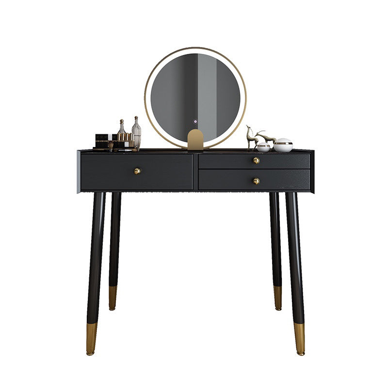 Scandinavian Lighted Mirror Makeup Vanity Desk in Wood Vanity Dressing Table Set Clearhalo 'Bedroom Furniture' 'furn' 'furn_makeup_vanities' 'Furniture' 'Makeup Vanities' 'makeup_vanities' 7323123