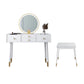 Scandinavian Lighted Mirror Makeup Vanity Desk in Wood Vanity Dressing Table Set Makeup Vanity & Mirror & Stools 39"L x 16"W x 30"H White Clearhalo 'Bedroom Furniture' 'furn' 'furn_makeup_vanities' 'Furniture' 'Makeup Vanities' 'makeup_vanities' 7323124