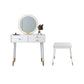 Scandinavian Lighted Mirror Makeup Vanity Desk in Wood Vanity Dressing Table Set Makeup Vanity & Mirror & Stools 31"L x 16"W x 30"H White Clearhalo 'Bedroom Furniture' 'furn' 'furn_makeup_vanities' 'Furniture' 'Makeup Vanities' 'makeup_vanities' 7323130