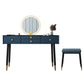 Scandinavian Lighted Mirror Makeup Vanity Desk in Wood Vanity Dressing Table Set Makeup Vanity & Mirror & Stools 47"L x 16"W x 30"H Blue Clearhalo 'Bedroom Furniture' 'furn' 'furn_makeup_vanities' 'Furniture' 'Makeup Vanities' 'makeup_vanities' 7323132