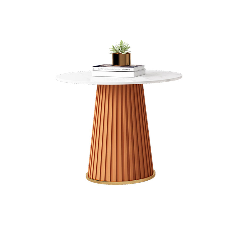 Slate Round Coffee Table Pedestal Coffee Cocktail Table for Living Room 23.6"L x 23.6"W x 20"H Orange Clearhalo 'Coffee & Accent Tables' 'Coffee Tables' 'coffee_tables' 'furn' 'furn_coffee_tables' 'Furniture' 'Living Room Furniture' 7323192