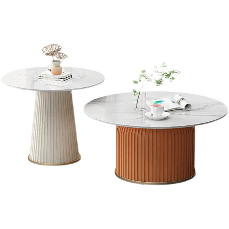 Slate Round Coffee Table Pedestal Coffee Cocktail Table for Living Room Clearhalo 'Coffee & Accent Tables' 'Coffee Tables' 'coffee_tables' 'furn' 'furn_coffee_tables' 'Furniture' 'Living Room Furniture' 7323193