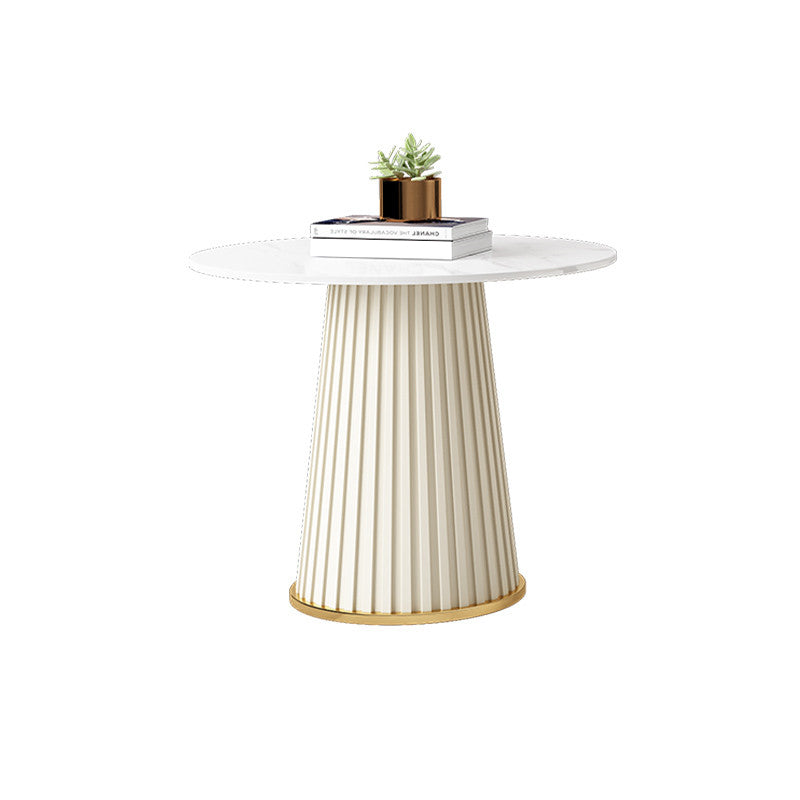 Slate Round Coffee Table Pedestal Coffee Cocktail Table for Living Room White Clearhalo 'Coffee & Accent Tables' 'Coffee Tables' 'coffee_tables' 'furn' 'furn_coffee_tables' 'Furniture' 'Living Room Furniture' 7323194