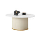 Slate Round Coffee Table Pedestal Coffee Cocktail Table for Living Room White Clearhalo 'Coffee & Accent Tables' 'Coffee Tables' 'coffee_tables' 'furn' 'furn_coffee_tables' 'Furniture' 'Living Room Furniture' 7323203