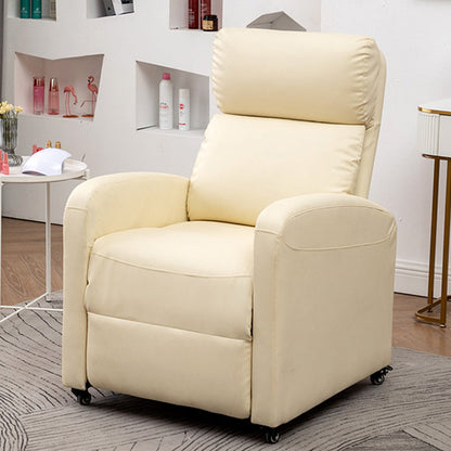 Contemporary Metal Frame Standard Recliner Solid Color Faux Leather Recliner Chair Beige Clearhalo 'Chairs & Seating' 'furn' 'furn_recliners' 'Furniture' 'Living Room Furniture' 'Recliners' 7323209