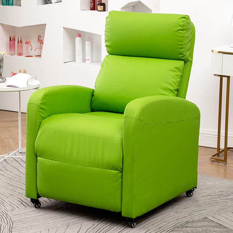 Contemporary Metal Frame Standard Recliner Solid Color Faux Leather Recliner Chair Green Clearhalo 'Chairs & Seating' 'furn' 'furn_recliners' 'Furniture' 'Living Room Furniture' 'Recliners' 7323212