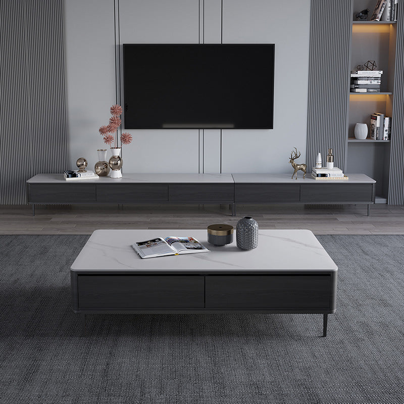 Rectangular Slate 4 Legs Coffee Table Modern 1 Single Cocktail Table with 4 Drawers Clearhalo 'Coffee & Accent Tables' 'Coffee Tables' 'coffee_tables' 'furn' 'furn_coffee_tables' 'Furniture' 'Living Room Furniture' 7323250