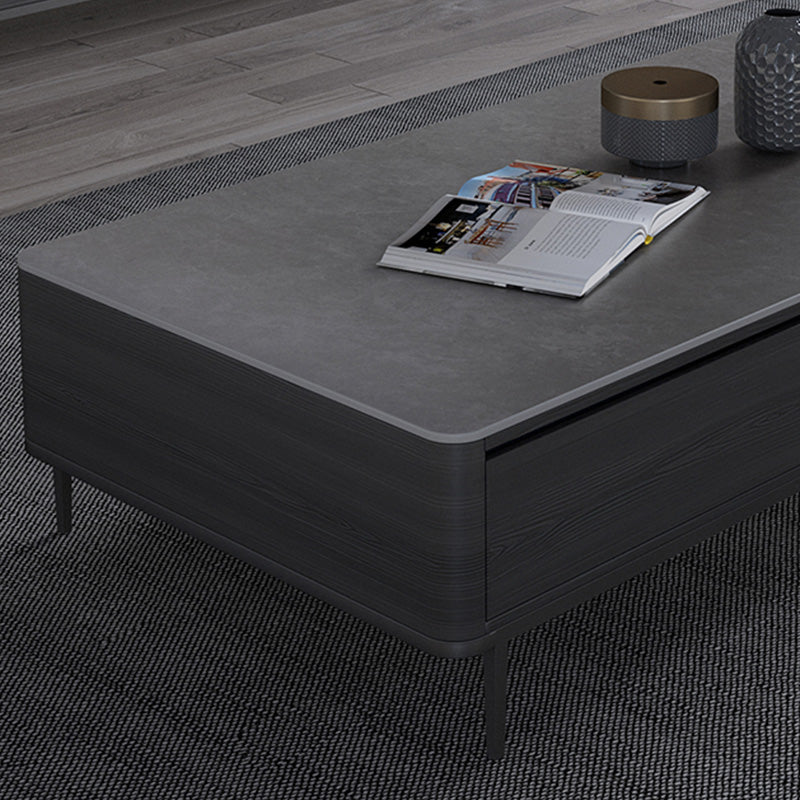 Rectangular Slate 4 Legs Coffee Table Modern 1 Single Cocktail Table with 4 Drawers Clearhalo 'Coffee & Accent Tables' 'Coffee Tables' 'coffee_tables' 'furn' 'furn_coffee_tables' 'Furniture' 'Living Room Furniture' 7323255