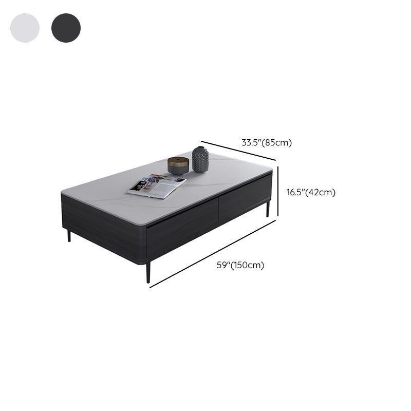 Rectangular Slate 4 Legs Coffee Table Modern 1 Single Cocktail Table with 4 Drawers Clearhalo 'Coffee & Accent Tables' 'Coffee Tables' 'coffee_tables' 'furn' 'furn_coffee_tables' 'Furniture' 'Living Room Furniture' 7323258