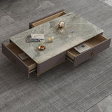 Slate Glam Rectangular Coffee Table 51.2" W 4 Legs Cocktail Table with Drawers Clearhalo 'Coffee & Accent Tables' 'Coffee Tables' 'coffee_tables' 'furn' 'furn_coffee_tables' 'Furniture' 'Living Room Furniture' 7323276