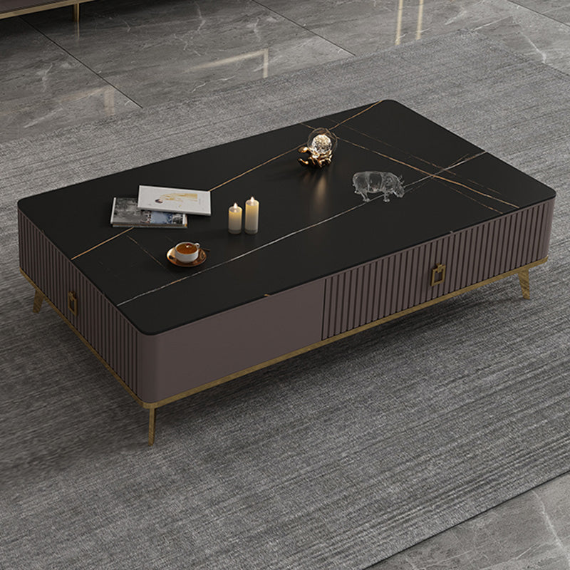 Slate Glam Rectangular Coffee Table 51.2" W 4 Legs Cocktail Table with Drawers Clearhalo 'Coffee & Accent Tables' 'Coffee Tables' 'coffee_tables' 'furn' 'furn_coffee_tables' 'Furniture' 'Living Room Furniture' 7323278