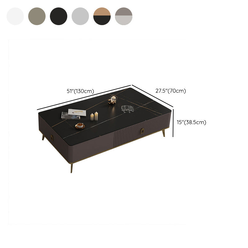 Slate Glam Rectangular Coffee Table 51.2" W 4 Legs Cocktail Table with Drawers Clearhalo 'Coffee & Accent Tables' 'Coffee Tables' 'coffee_tables' 'furn' 'furn_coffee_tables' 'Furniture' 'Living Room Furniture' 7323285