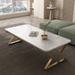 Slate Top Rectangular Coffee Table Trestle Coffee Cocktail Table Clearhalo 'Coffee & Accent Tables' 'Coffee Tables' 'coffee_tables' 'furn' 'furn_coffee_tables' 'Furniture' 'Living Room Furniture' 7323286