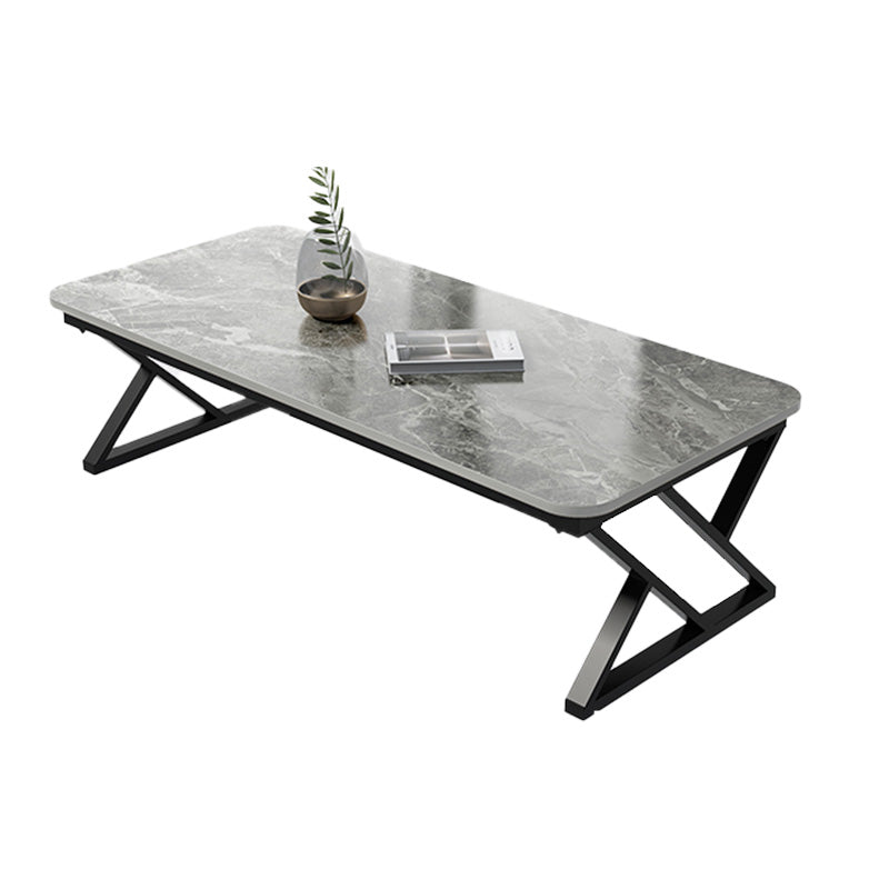 Slate Top Rectangular Coffee Table Trestle Coffee Cocktail Table Black Gray Clearhalo 'Coffee & Accent Tables' 'Coffee Tables' 'coffee_tables' 'furn' 'furn_coffee_tables' 'Furniture' 'Living Room Furniture' 7323288