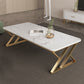 Slate Top Rectangular Coffee Table Trestle Coffee Cocktail Table Clearhalo 'Coffee & Accent Tables' 'Coffee Tables' 'coffee_tables' 'furn' 'furn_coffee_tables' 'Furniture' 'Living Room Furniture' 7323292