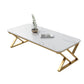 Slate Top Rectangular Coffee Table Trestle Coffee Cocktail Table Gold White Clearhalo 'Coffee & Accent Tables' 'Coffee Tables' 'coffee_tables' 'furn' 'furn_coffee_tables' 'Furniture' 'Living Room Furniture' 7323293