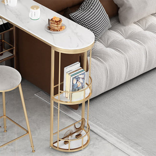 Glam Style Bistro Set 1/3 Pieces Stone Bar table with Upholstered Stools