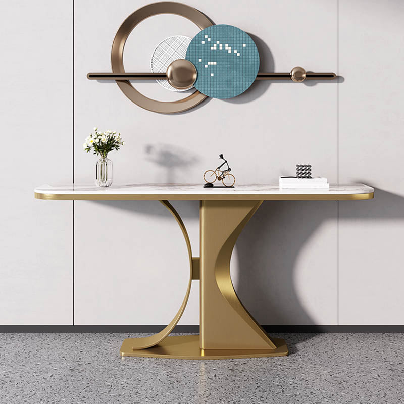 Tavolino moderno console a mezza luna tavolino in oro/grigio