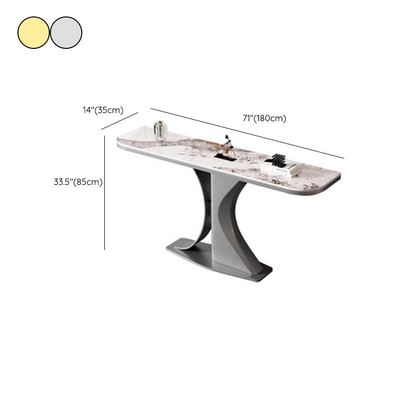 Tavolino moderno console a mezza luna tavolino in oro/grigio