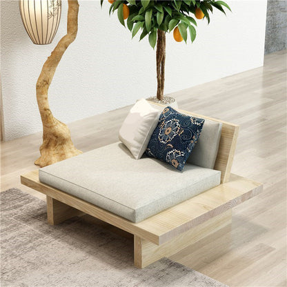 Divano a cornice in legno massiccio tropicale beige di divano cuscino con cuscini con cuscini