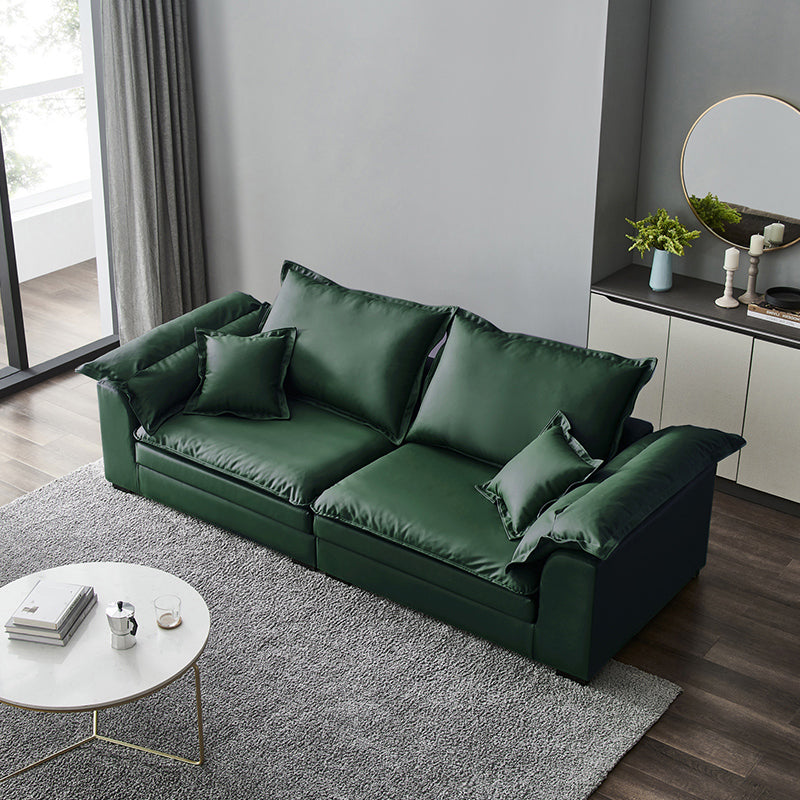 Pillow Top Arm Faux Leather Sette Nordic Down Fill Cushions Sofa with Pillows