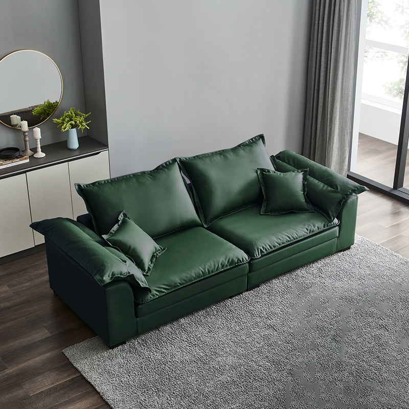 Pillow Top Arm Faux Leather Sette Nordic Down Fill Cushions Sofa with Pillows