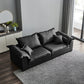 Pillow Top Arm Faux Leather Sette Nordic Down Fill Cushions Sofa with Pillows