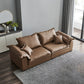 Pillow Top Arm Faux Leather Sette Nordic Down Fill Cushions Sofa with Pillows