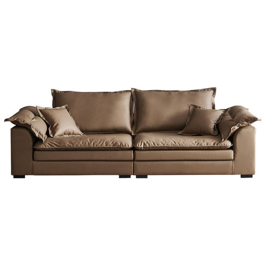 Pillow Top Arm Faux Leather Sette Nordic Down Fill Cushions Sofa with Pillows