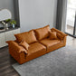 Pillow Top Arm Faux Leather Sette Nordic Down Fill Cushions Sofa with Pillows