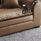 Pillow Top Arm Faux Leather Sette Nordic Down Fill Cushions Sofa with Pillows