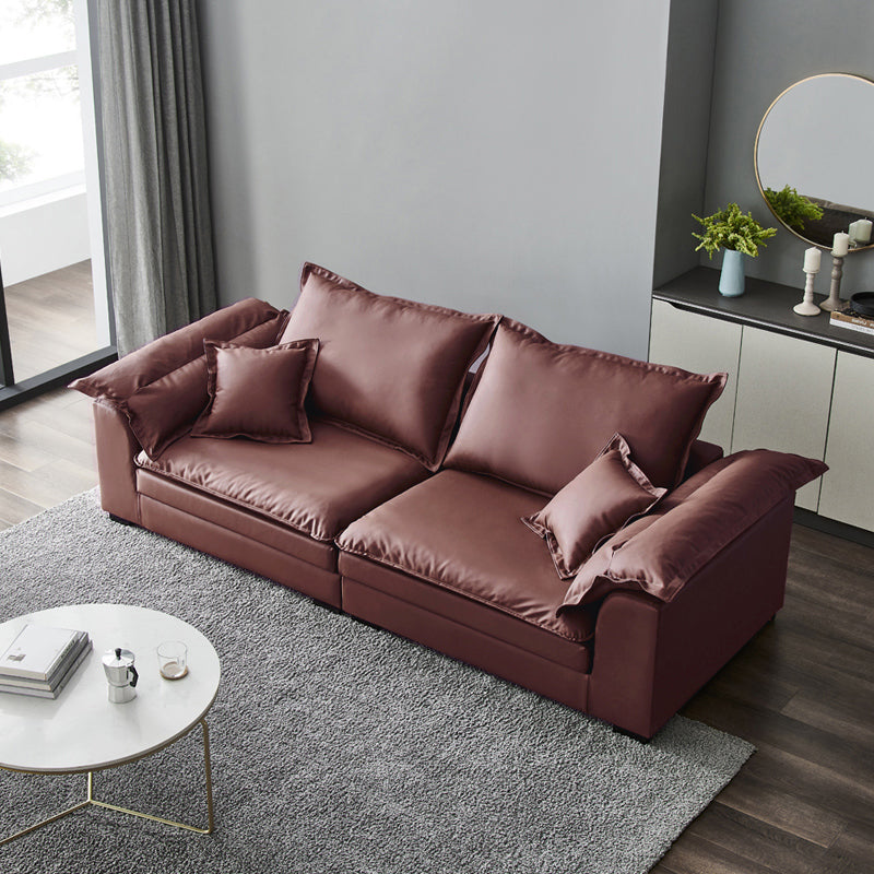 Pillow Top Arm Faux Leather Sette Nordic Down Fill Cushions Sofa with Pillows