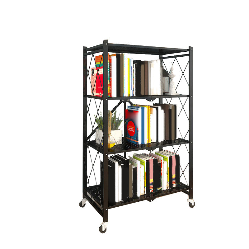 Modern Metal Bookcase Geometric Bookshelf for Living Room, 28" L X 14.5" W 28"L x 14.2"W x 49.2"H Black Clearhalo 'Bookcases' 'furn' 'furn_bookcases' 'Furniture' 'Office Furniture' 7324274
