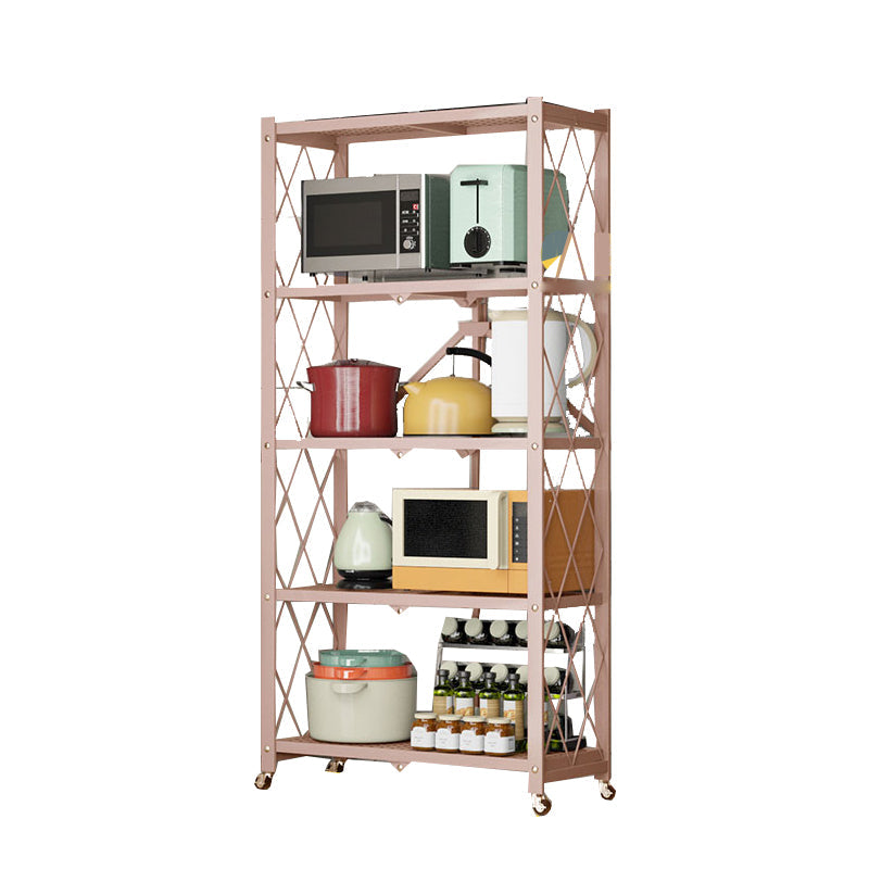 Modern Metal Bookcase Geometric Bookshelf for Living Room, 28" L X 14.5" W 28"L x 14.2"W x 63.4"H Pink Clearhalo 'Bookcases' 'furn' 'furn_bookcases' 'Furniture' 'Office Furniture' 7324278