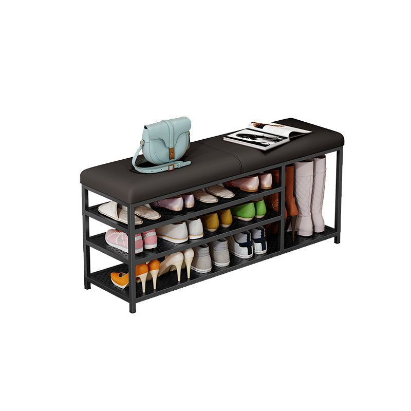 Modern Style Entryway Bench Cushioned Shoe Storage Seating Bench Black Black Clearhalo 'Benches' 'Chairs & Seating' 'furn' 'furn_benches' 'Furniture' 'Living Room Furniture' 7324315