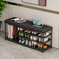 Modern Style Entryway Bench Cushioned Shoe Storage Seating Bench 39"L x 13"W x 19"H Black Black Clearhalo 'Benches' 'Chairs & Seating' 'furn' 'furn_benches' 'Furniture' 'Living Room Furniture' 7324316