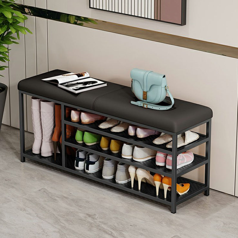 Modern Style Entryway Bench Cushioned Shoe Storage Seating Bench 39"L x 13"W x 19"H Black Black Clearhalo 'Benches' 'Chairs & Seating' 'furn' 'furn_benches' 'Furniture' 'Living Room Furniture' 7324316