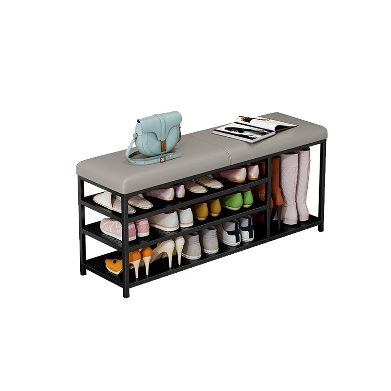 Modern Style Entryway Bench Cushioned Shoe Storage Seating Bench 31"L x 13"W x 19"H Gray Black Clearhalo 'Benches' 'Chairs & Seating' 'furn' 'furn_benches' 'Furniture' 'Living Room Furniture' 7324317