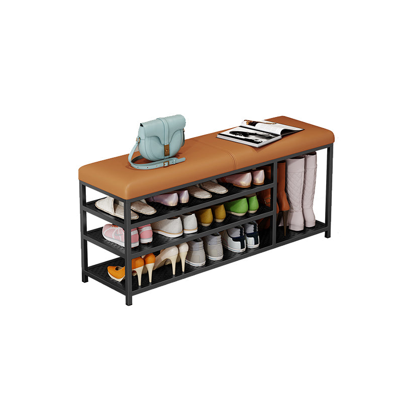 Modern Style Entryway Bench Cushioned Shoe Storage Seating Bench Orange Black Clearhalo 'Benches' 'Chairs & Seating' 'furn' 'furn_benches' 'Furniture' 'Living Room Furniture' 7324319