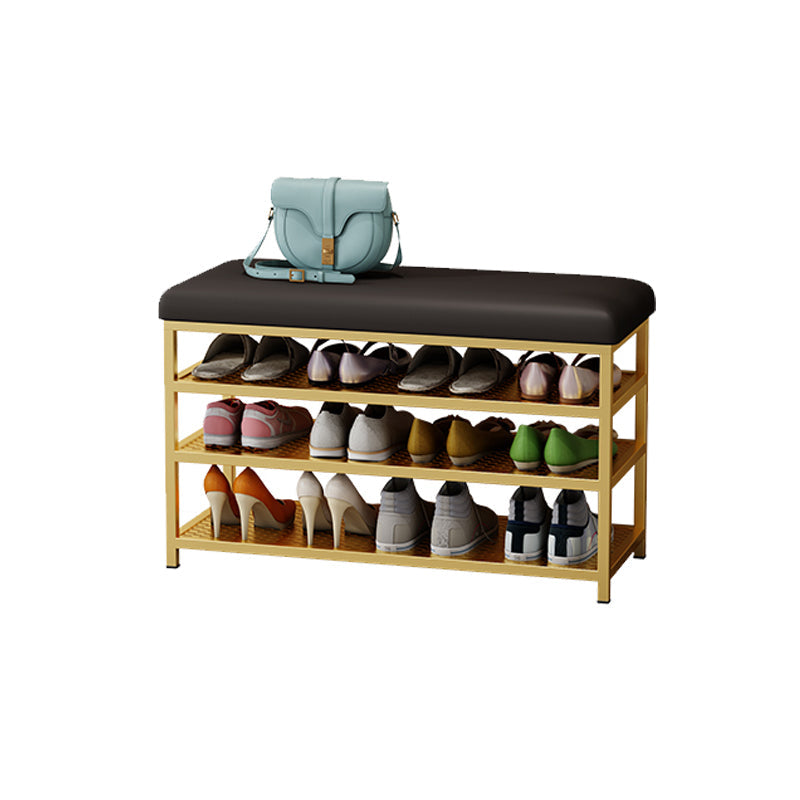 Modern Style Entryway Bench Cushioned Shoe Storage Seating Bench 24"L x 13"W x 19"H Black Gold Clearhalo 'Benches' 'Chairs & Seating' 'furn' 'furn_benches' 'Furniture' 'Living Room Furniture' 7324321