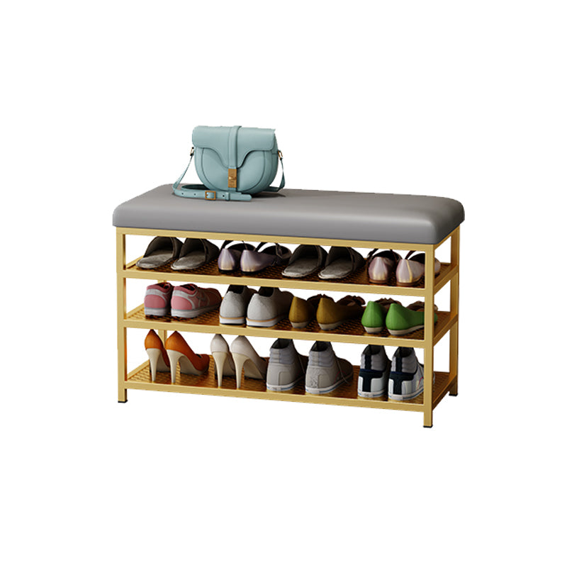 Modern Style Entryway Bench Cushioned Shoe Storage Seating Bench 24"L x 13"W x 19"H Gray Gold Clearhalo 'Benches' 'Chairs & Seating' 'furn' 'furn_benches' 'Furniture' 'Living Room Furniture' 7324323