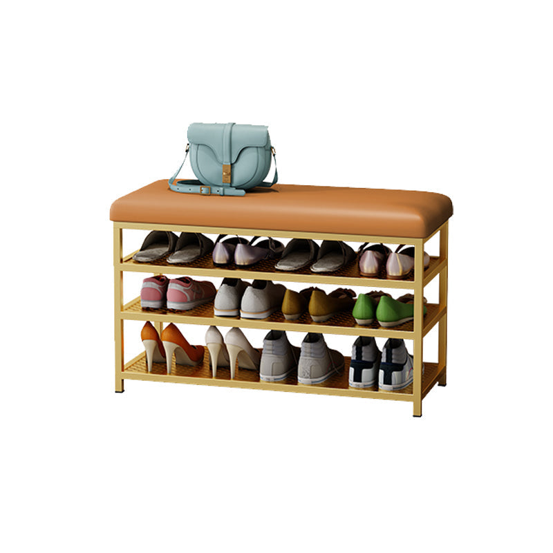 Modern Style Entryway Bench Cushioned Shoe Storage Seating Bench 24"L x 13"W x 19"H Orange Gold Clearhalo 'Benches' 'Chairs & Seating' 'furn' 'furn_benches' 'Furniture' 'Living Room Furniture' 7324325